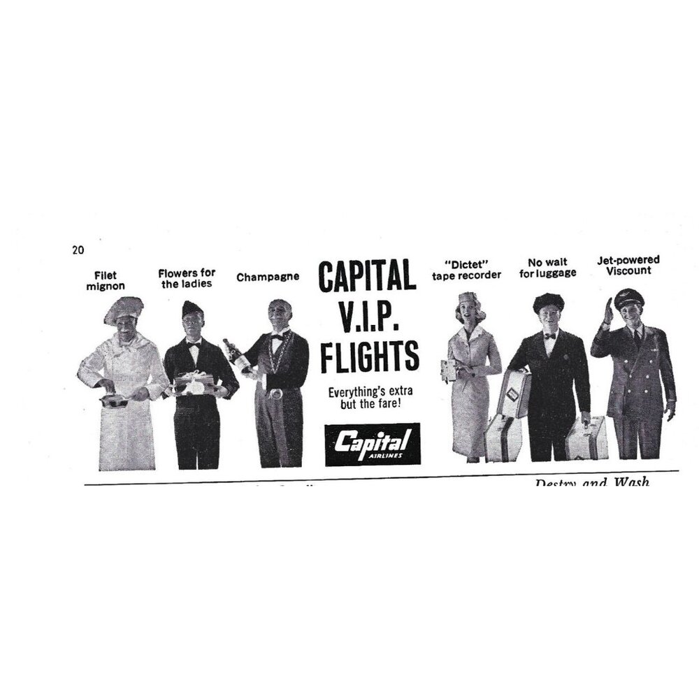 Capital Airlines VIP Flights Advertisement 1950s Vintage Print Ad